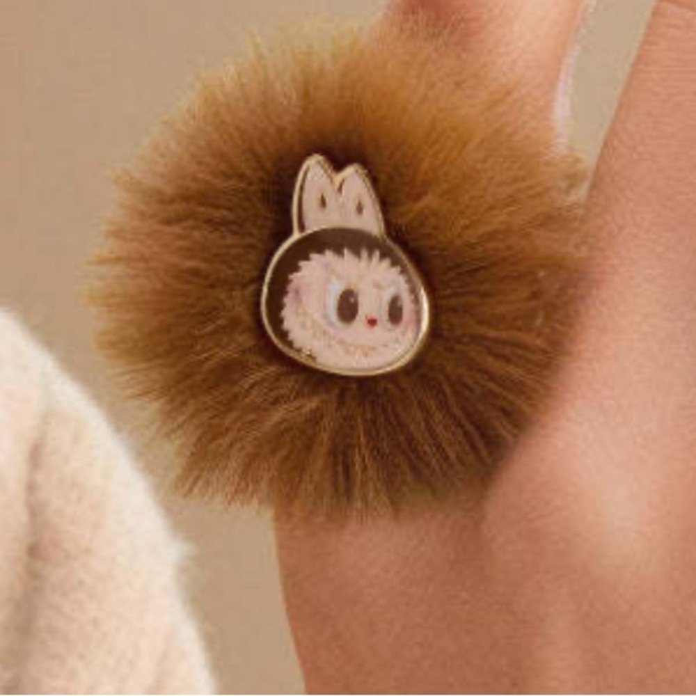 Authentic Pop Mart Labubu Warm Fluffy Holiday Series Soft Pompom Adjustable Ring